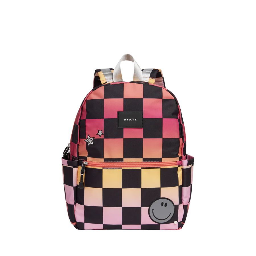 Kane Kids Double Pocket - Pink Checkerboard | Backpack | Safari Ltd®