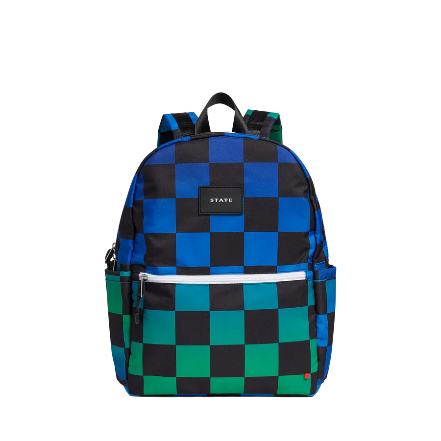 Kane Kids Double Pocket - Blue Checkerboard | Backpack | Safari Ltd®