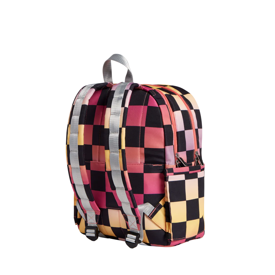 Kane Kids Double Pocket - Pink Checkerboard | Backpack | Safari Ltd®