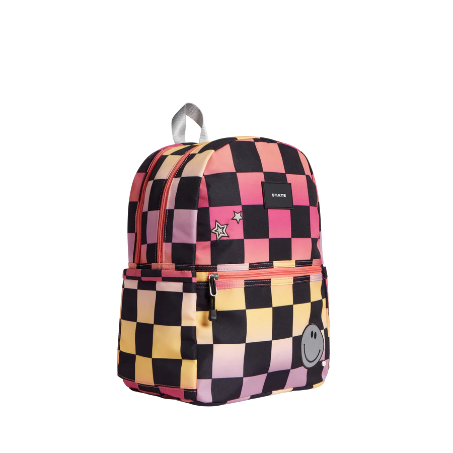 Kane Kids Double Pocket - Pink Checkerboard | Backpack | Safari Ltd®