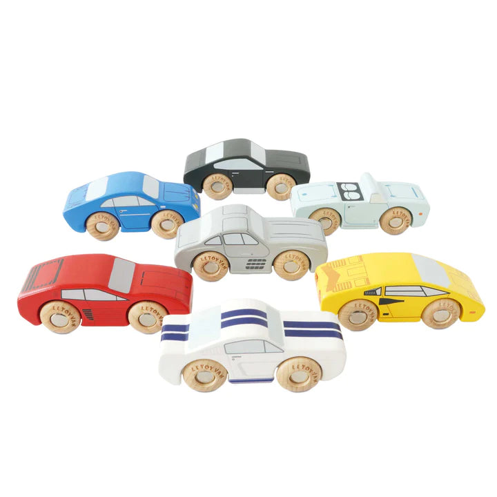 Classic Wooden Sports Cars - 7 Piece Set |  | Safari Ltd®