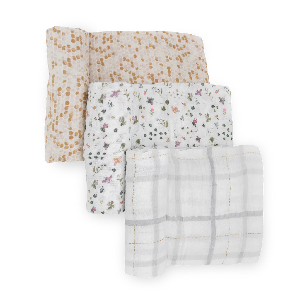 Garden Bees Set Cotton Muslin
Swaddle 3 Pack |  | Safari Ltd®