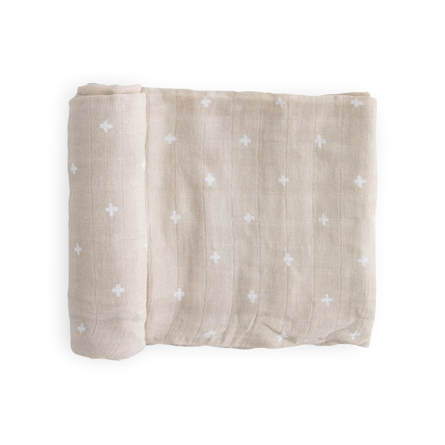 Taupe Cross Cotton Muslin
Swaddle Single |  | Safari Ltd®