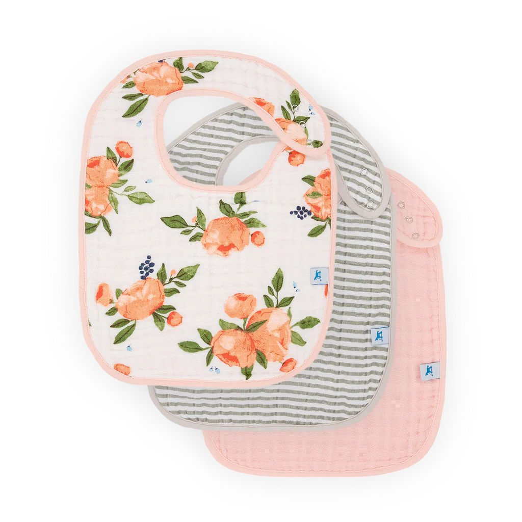 Watercolor Roses Cotton Muslin
Classic Bib 3 Pack |  | Safari Ltd®