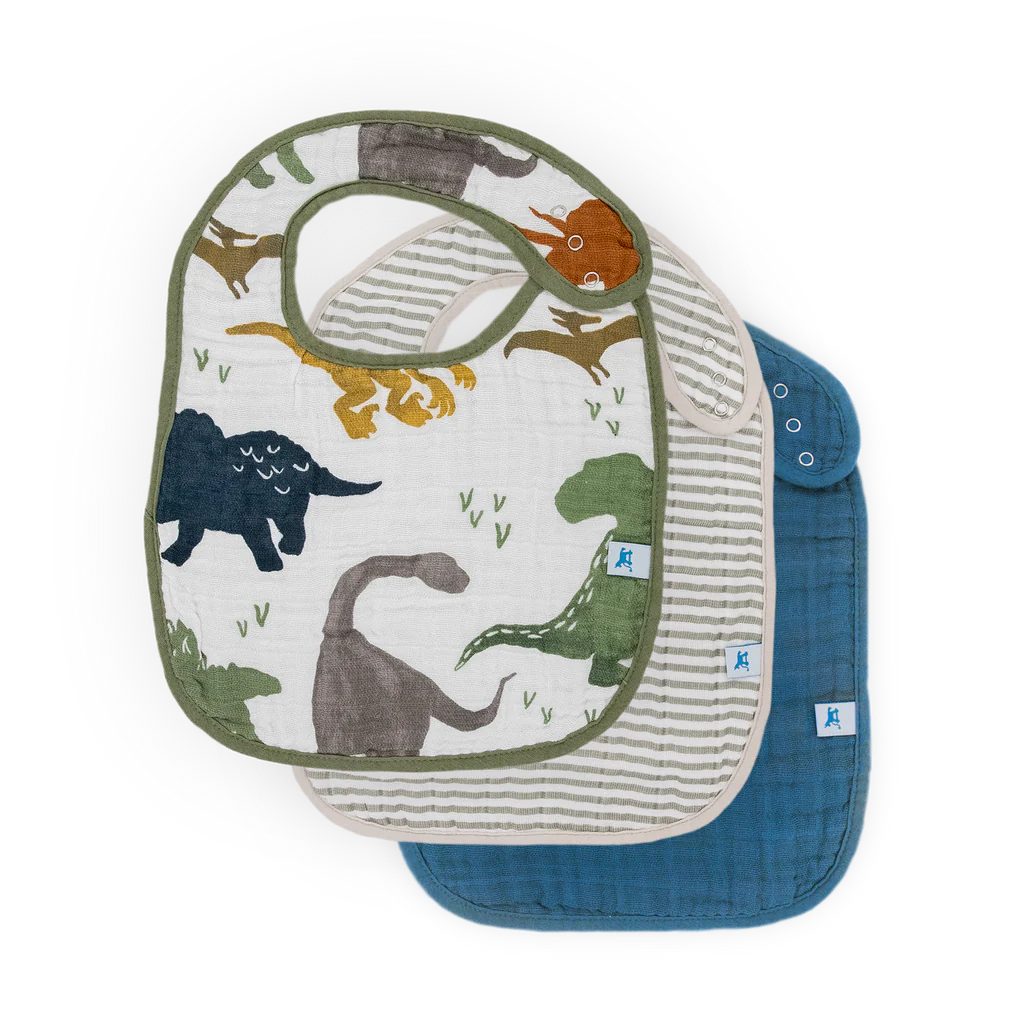 Dino Friends 2 Set Cotton Muslin
Classic Bib 3 Pac |  | Safari Ltd®