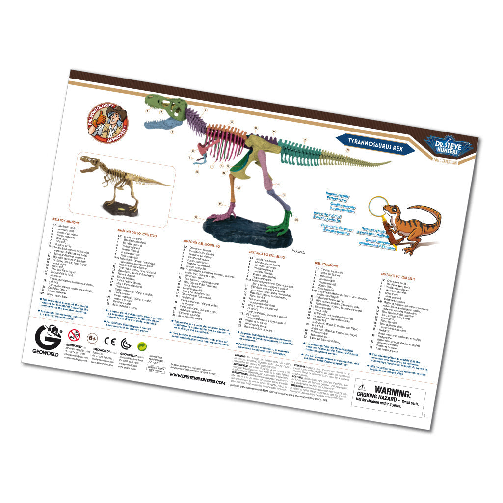 Dr. Steve Hunters GEOWorld Paleo Expedition Tyrannosaurus Rex Replica Skeleton Kit - 21 pieces |  | Safari Ltd®