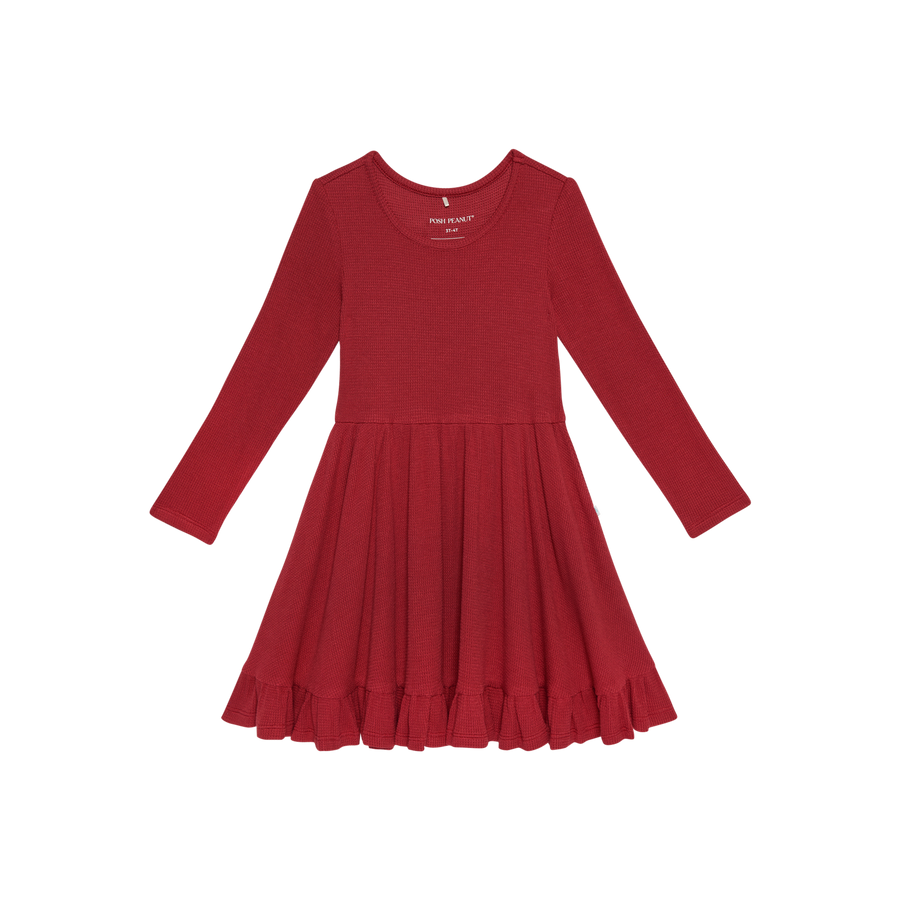 Crimson Waffle - Ruffled Twirl Dress