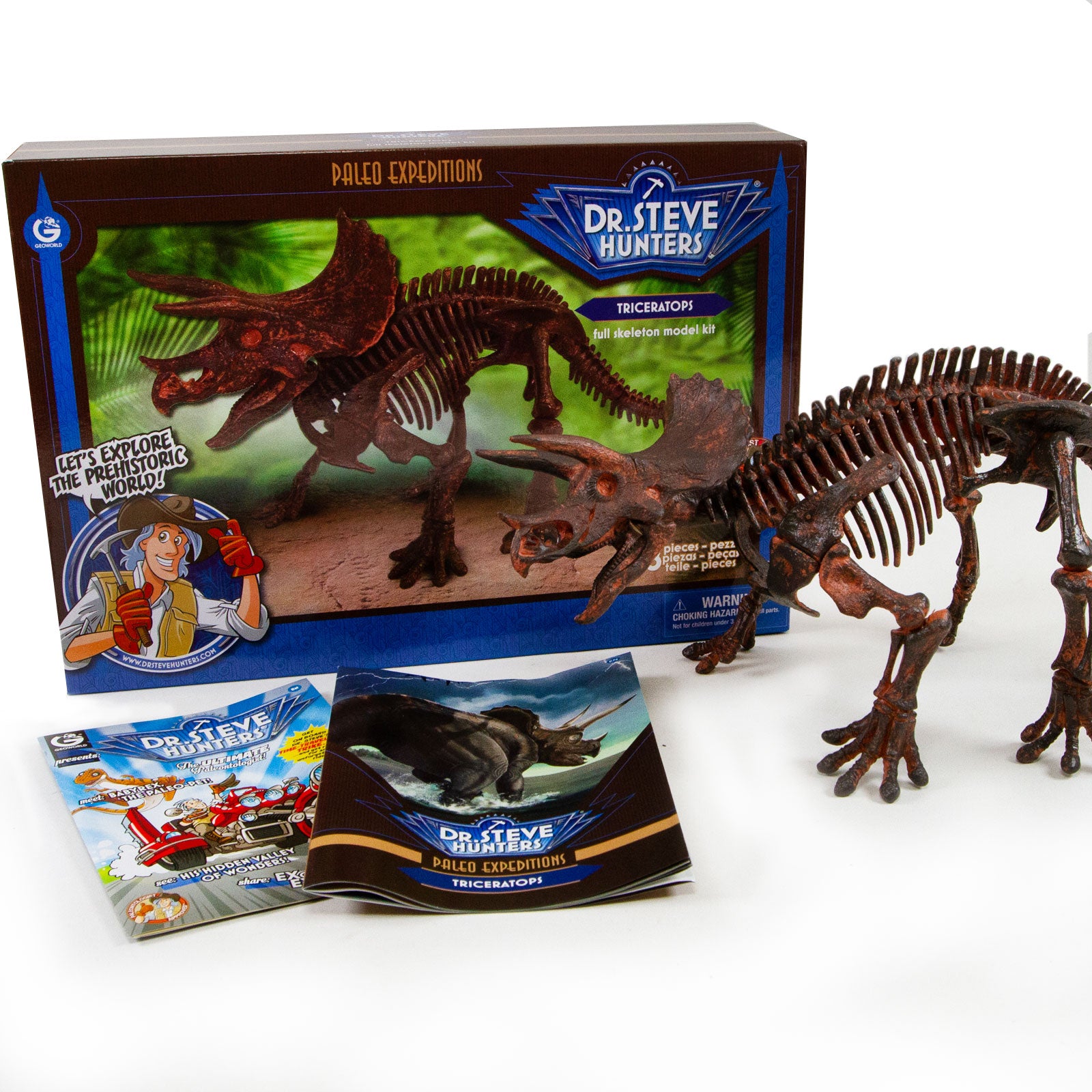 Dr. Steve Hunters GEOWorld Paleo Expedition Triceratops Replica Skeleton Kit - 28 pieces |  | Safari Ltd®