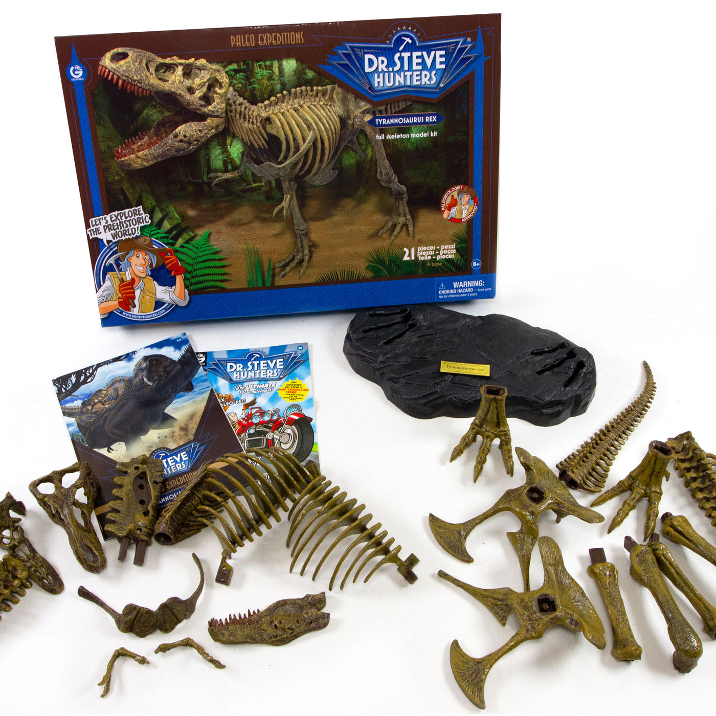 Dr. Steve Hunters GEOWorld Paleo Expedition Tyrannosaurus Rex Replica Skeleton Kit - 21 pieces |  | Safari Ltd®