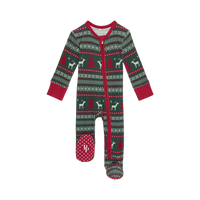 Holiday Fair Isle - Footie Zippered One Piece