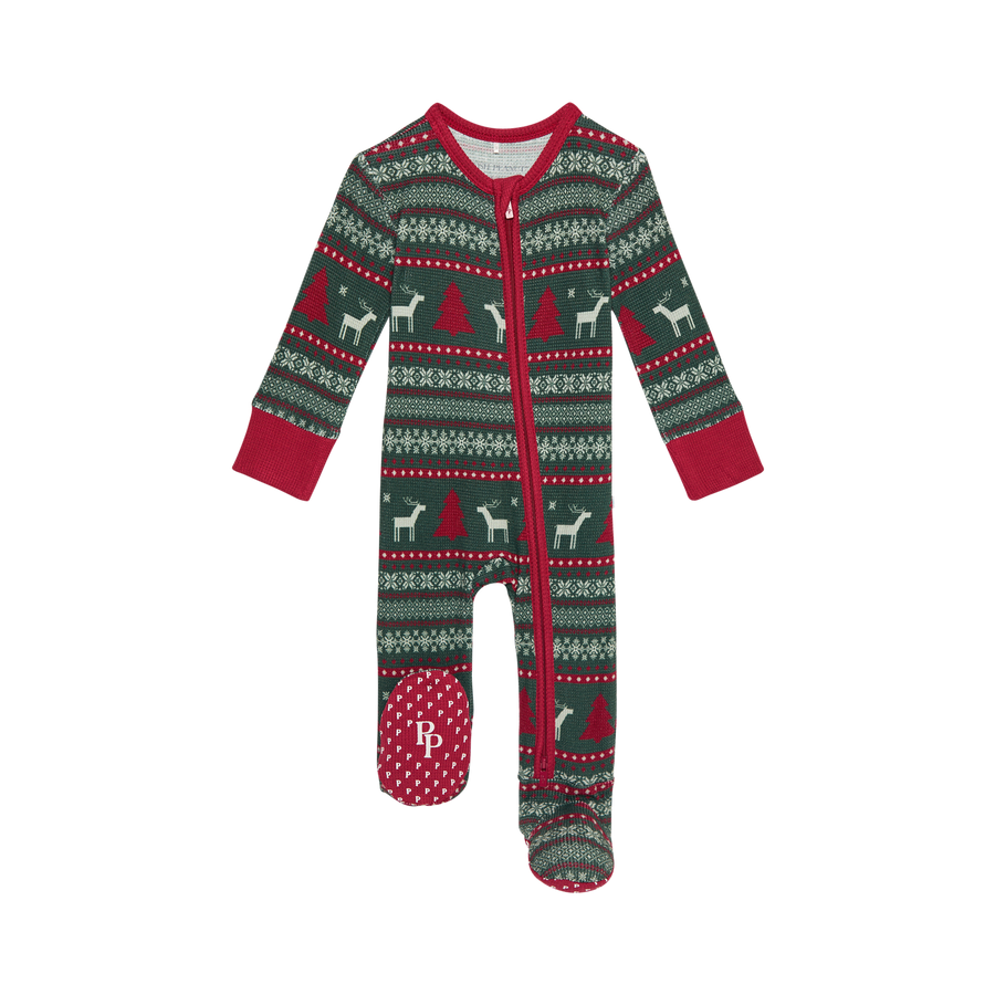 Holiday Fair Isle - Footie Zippered One Piece