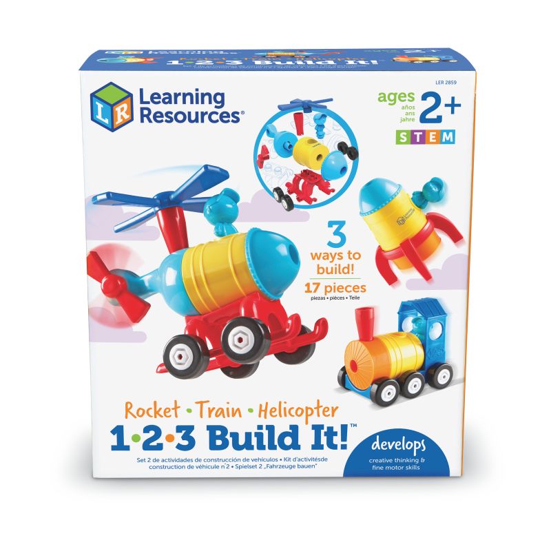 1-2-3 Build It! Rocket-Train-Helicopter - Safari Ltd®