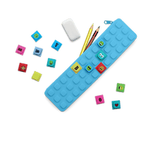 Customizable Pencil Case with Cubes - Aqua Blue - Safari Ltd®