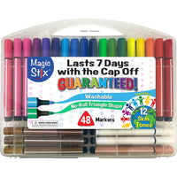 Magic Tri Stix 48 Color Marker Set - Including Global Skin Tones - Safari Ltd®