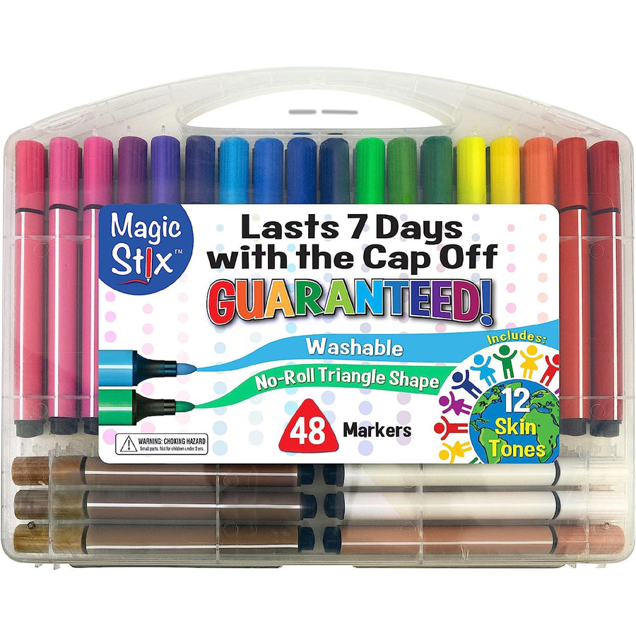 Magic Tri Stix 48 Color Marker Set - Including Global Skin Tones - Safari Ltd®