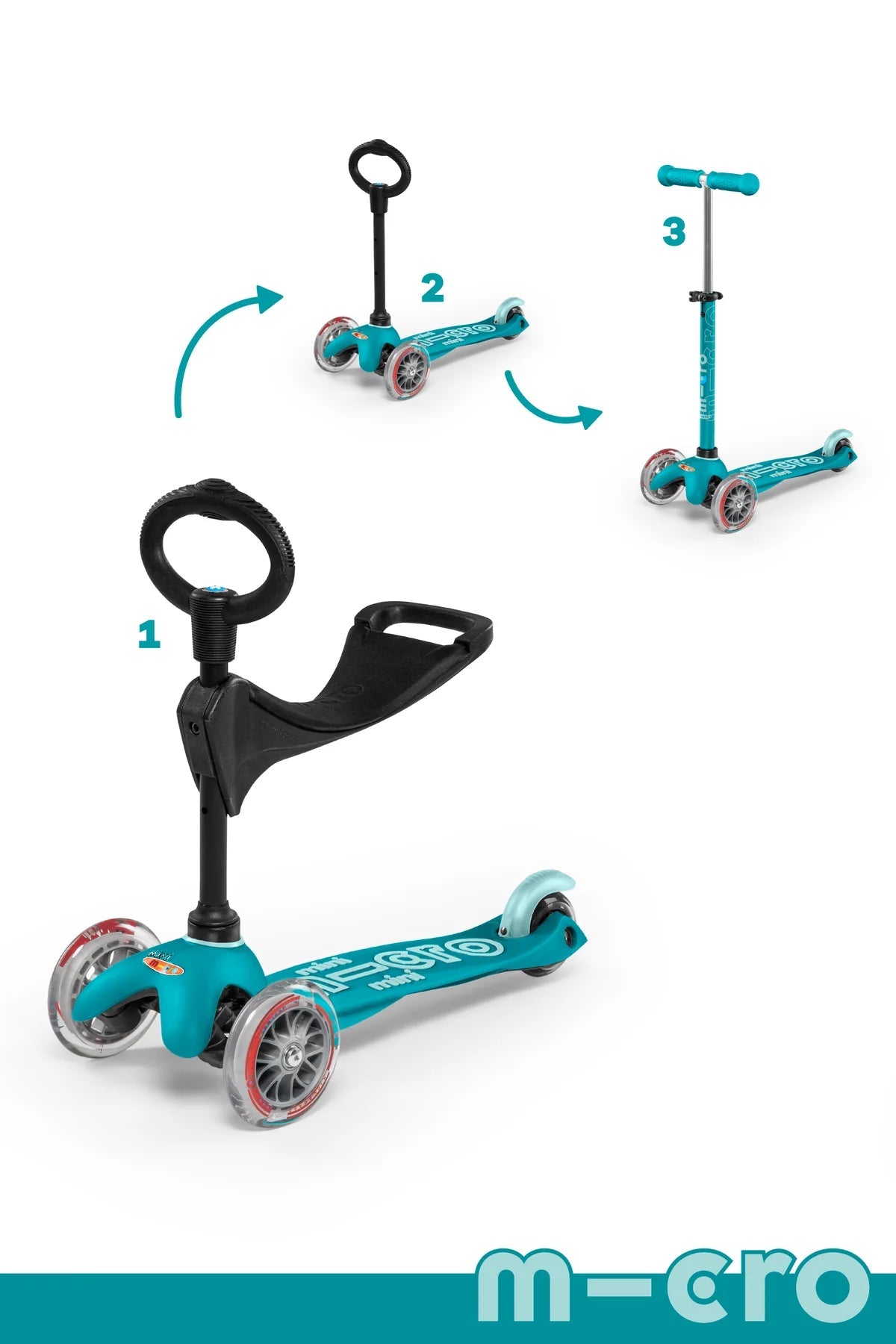 Micro Kickboard - Micro Mini 3in1 Scooter - Aqua - Safari Ltd®